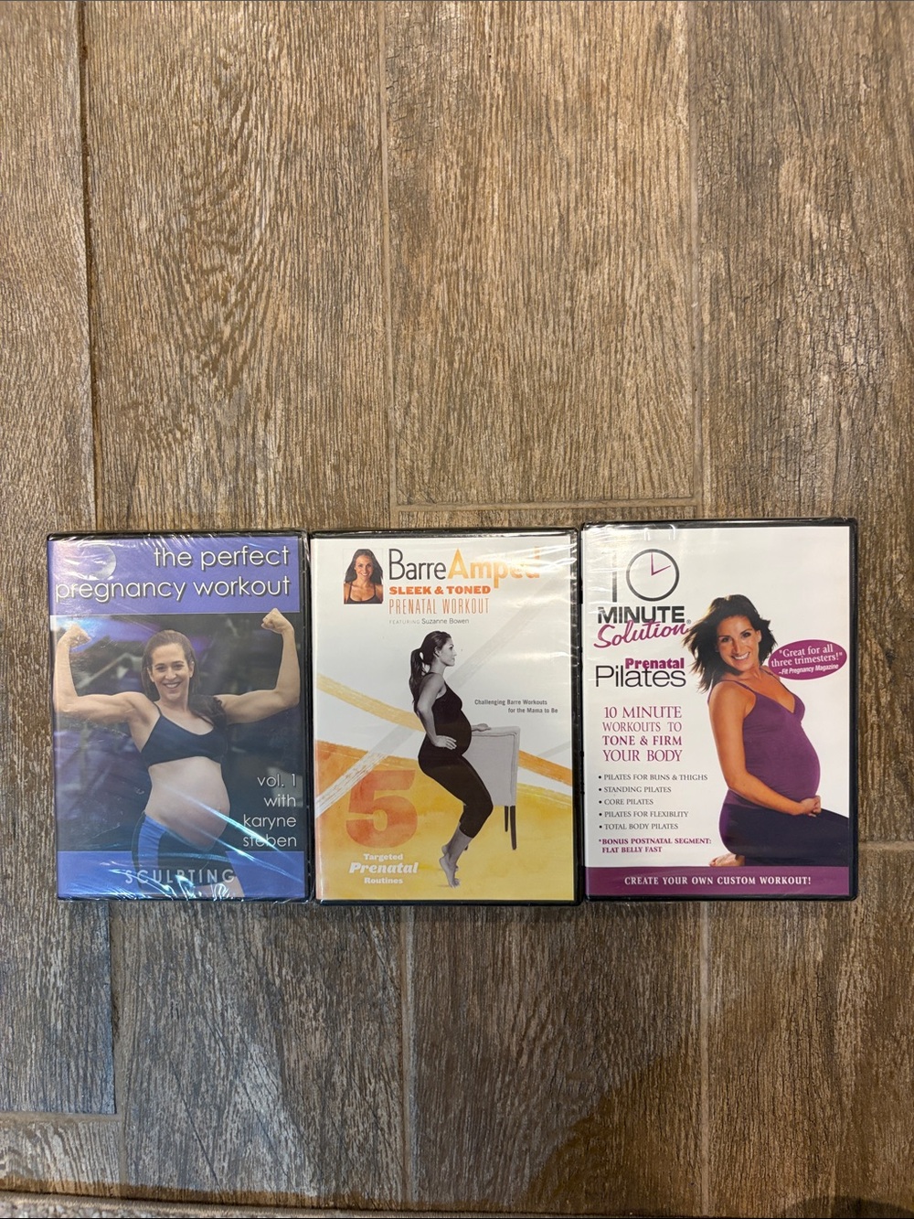 Set of 3 Prenatal Workout DVDs perfect pregnancy workout, barreamped, 10 minute